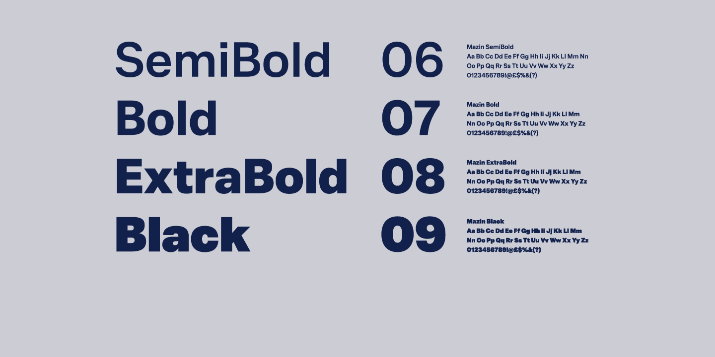 Mazin SemiBold Font preview